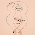 Silver astronaut jewelry set with heart rose pendant necklace and matching stud earrings - Heart Style