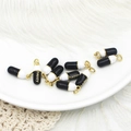 DIY black and white oil drip capsule happy charm with golden loop for jewelry - Black Pill