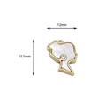18K gold plated portrait silhouette pendant with white shell inlay, size 12x15.5mm - White Shell Profile