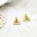 Detail of heart gesture pendants with cubic zirconia and gold finish for DIY jewelry - Heart Gesture