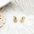 Macro shot of gold heart charms with micro-pave white zircon and metal back structure - Small Heart