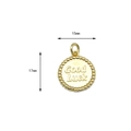 18K gold plated 15mm round pendant with Good Luck engraving and beaded edge - Good Luck Engraving