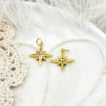 Macro shot of 18K gold plated star pendants with sparkling cubic zirconia on lace background - Simple Hexagram (16.5*15mm)