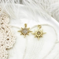 Macro detail of 18K gold plated hexagram star charms with white zircon pavé and back texture - Sun Hexagram (20*17.8mm)