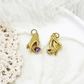 Exquis pendentifs mains dorées avec pierres de zircone violettes en cœur pour bijoux DIY - Geste de la Main Violet