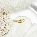 Detailed macro of golden feather pendant engraved with I'm Yours for DIY jewelry making - Leaf Letter Style (22*6.3mm)