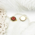 DIY gold plated connector with round enamel coin charm for jewelry making - Red Green Dual Loop Coin