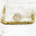 18K gold plated snowflake ring base with micro-pave cubic zirconia for DIY pearl jewelry - Flower