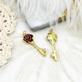 Luxurious 18K gold plated rose key charms with crystals for DIY jewelry making - Enamel Key Style / Rose Key