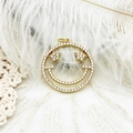 Close-up of 18K gold plated smiley pendant with micro-pave crystals and star eyes - Large Micro-Pave Smiley with Star Eyes