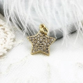 18K gold plated star pendant with micro-pave cubic zirconia for DIY jewelry making - Full Zirconia Puffy Star