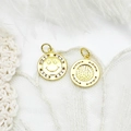 Detail of 18K gold plated smiley face charms with white cubic zirconia for DIY jewelry - Micro-Pave Classic Smiley