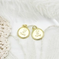 18K gold plated smiley face charm with 'for Today' engraving for DIY jewelry making - Smile for Today Engraved Face