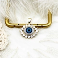 Exquisite 18K gold plated Evil Eye circular pendant with sparkling blue and white zircon - Zircon Eye