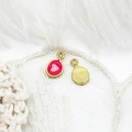 Detail of 18K gold-plated heart-shaped enamel charms for DIY jewelry making and crafts - Pink Heart
