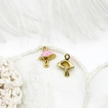 Exquisite 18K gold plated mushroom charms with pink enamel for DIY jewelry making - Mushroom