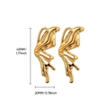 Polished 18k gold butterfly earrings measuring 45mm by 20mm with dimension markings - Abstract Butterfly Style (E5378)
