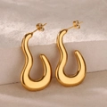 Polished 18k gold butterfly wave earrings in minimalist S-shape geometric design - S-Shaped Streamline Curve Style (E5355)