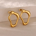 Modern 18k gold-plated geometric hollow earrings on minimalist stone pedestal - Irregular Geometric Hollow Style (E5302)