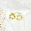 18K gold plated micro-inlaid smiley face pendant for DIY necklace and earring making - Hollow Plain Smiley