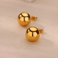Macro shot of 18k gold plated geometric ball stud earrings with butterfly backs - Spherical Geometric Style (E5084)