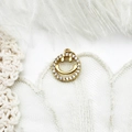 Detailed 18K gold plated smiling face pendant with white cubic zirconia pavé stones - Micro-Pave Hollow Circle Smiley