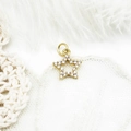 18K gold plated star pendant with micro-set zircon for DIY jewelry making - Hollow Star
