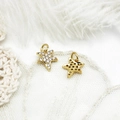Pair of 18K gold plated star pendants with micro-set zircon and hollow honeycomb back detail - Full Zirconia Irregular Star