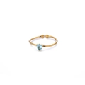 Adjustable gold ring with light blue heart-shaped gemstone and bead end details - March Heart Style (5759689592594) / Gold
