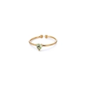 Golden open heart ring featuring a heart-cut green zircon gemstone with adjustable band - August Heart Style (5759689592599) / Gold