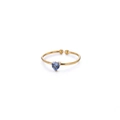 Adjustable gold ring featuring a heart-shaped blue zircon stone in a minimalist style - September Heart Style (5759689592600) / Gold