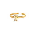 Adjustable gold open ring with a rectangular step-cut yellow zircon heart-style stone - Adjustable Open / November