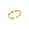 Minimalist gold evil eye open ring featuring green zircon accents in a boho design - Adjustable Open / Gold Emerald Green Style / Gold Emerald Green