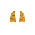 Minimalist 18K gold plated stainless steel 3D butterfly stud earrings in golden finish - Cross Relief Style (E6208G)