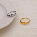 Anelli a sigillo geometrici in acciaio inossidabile placcato oro 18 carati e argento - Stile Sigillo Ovale Minimalista (JZ6283)