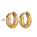 Golden irregular 18k gold plated huggie hoop earrings with 9mm inner diameter - Irregular Fluid Texture Hoop Style (E5343)