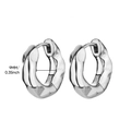 Silver geometric stainless steel hoop earrings with 9mm inner diameter and hammered texture - Silver Irregular Hammered Hoop Style (E5343 Silver)