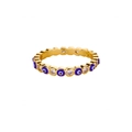 Bague ajustable dorée œil grec avec émail bleu et cristaux brillants sertis - Ouvert Réglable / Style Mauvais Œil Bleu (JZ8264G-3) / Or Bleu