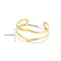 Hammered gold cuff bracelet detail with dimensions 60mm diameter and 23mm height - Double Layer Hollow Hammered Style (G121823-s)
