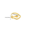 Detailed dimensions of gold wavy open ring showing inner diameter 18mm and 21mm height - Wave Streamlined Organic Style (JZ7750)