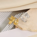 Minimalist open cat shape rings in gold and silver finish with hammered metal texture - Cat Shape (JZ7647) / Silver