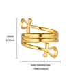 Gold spiral Ankh cross ring for women with 20mm height and 17mm inner diameter - Ankh Cross Wrap Style (G127911) / Gold
