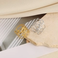 Minimalistische offene Ringe in Gold und Silber mit ausgehöhlter Hammerschlag-Textur - Hohles Musterdesign (JZ7661)