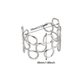 Irregular organic open bangle in silver stainless steel with geometric cutout design - Irregular Hollow Rings Style (B1818P)