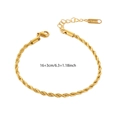 Minimalist 18k gold plated stainless steel rope chain bracelet with 16+3cm length - Rope Chain Style (B1898) / Gold