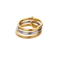 Three-layer stacked ring set in gold and silver finish with small link connectors - US 7 / Gold & Silver Linked Triple Rings (JZ8209)
