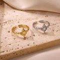 Adjustable gold and silver sunburst rings with opal center on natural stone base - Starburst Opal Style (JZ8135) / Gold