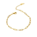 18k gold-plated stainless steel paperclip chain bracelet with lobster clasp and extender - Paperclip Chain Style (B1896G) / Gold
