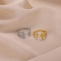 Minimalist gold and silver starburst open rings with liquid metal texture and opal - Liquid Metal Starburst Style (JZ8129) / Gold