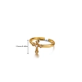 Detail view of gold adjustable cross ring with zircon accents and size dimensions - Gold Cross Zirconia Style (G7188100)